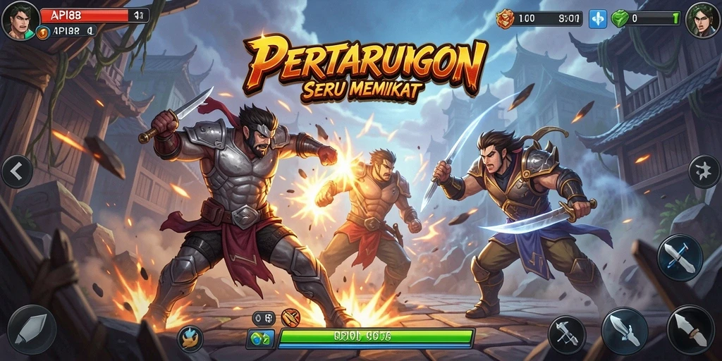 Tangkapan layar menunjukkan pertarungan seru di API88 dengan efek visual menakjubkan.