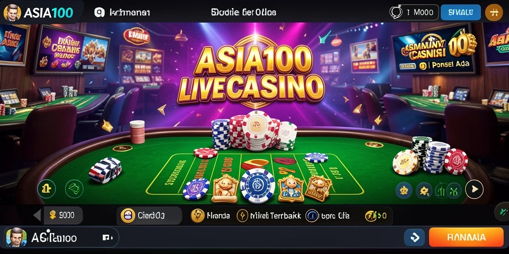 Tangkapan layar ASIA100 menunjukkan dealer langsung dalam aksi permainan Live Casino.