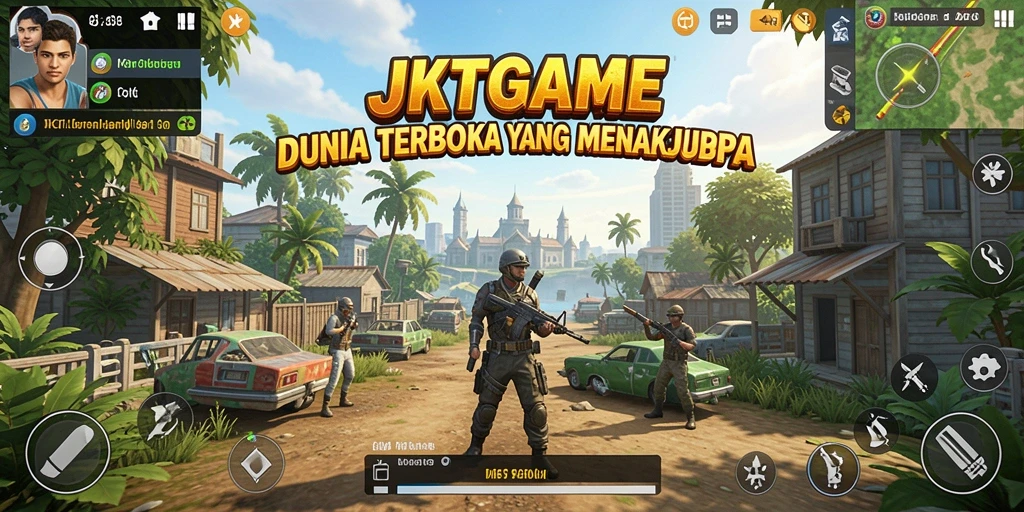 Screenshot gameplay JKTGAME menampilkan petualangan di dunia terbuka.